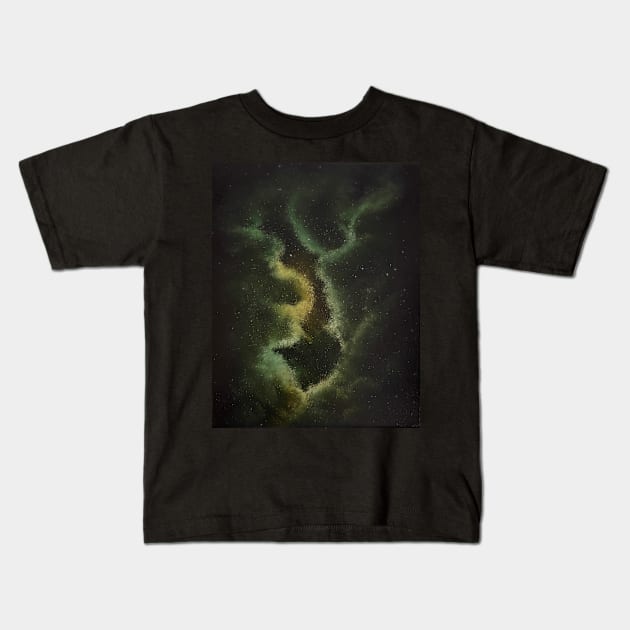 Yellow Green Nebula Kids T-Shirt by J&S mason